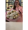 Микс-букет кустовых пионовидных роз и хризантем